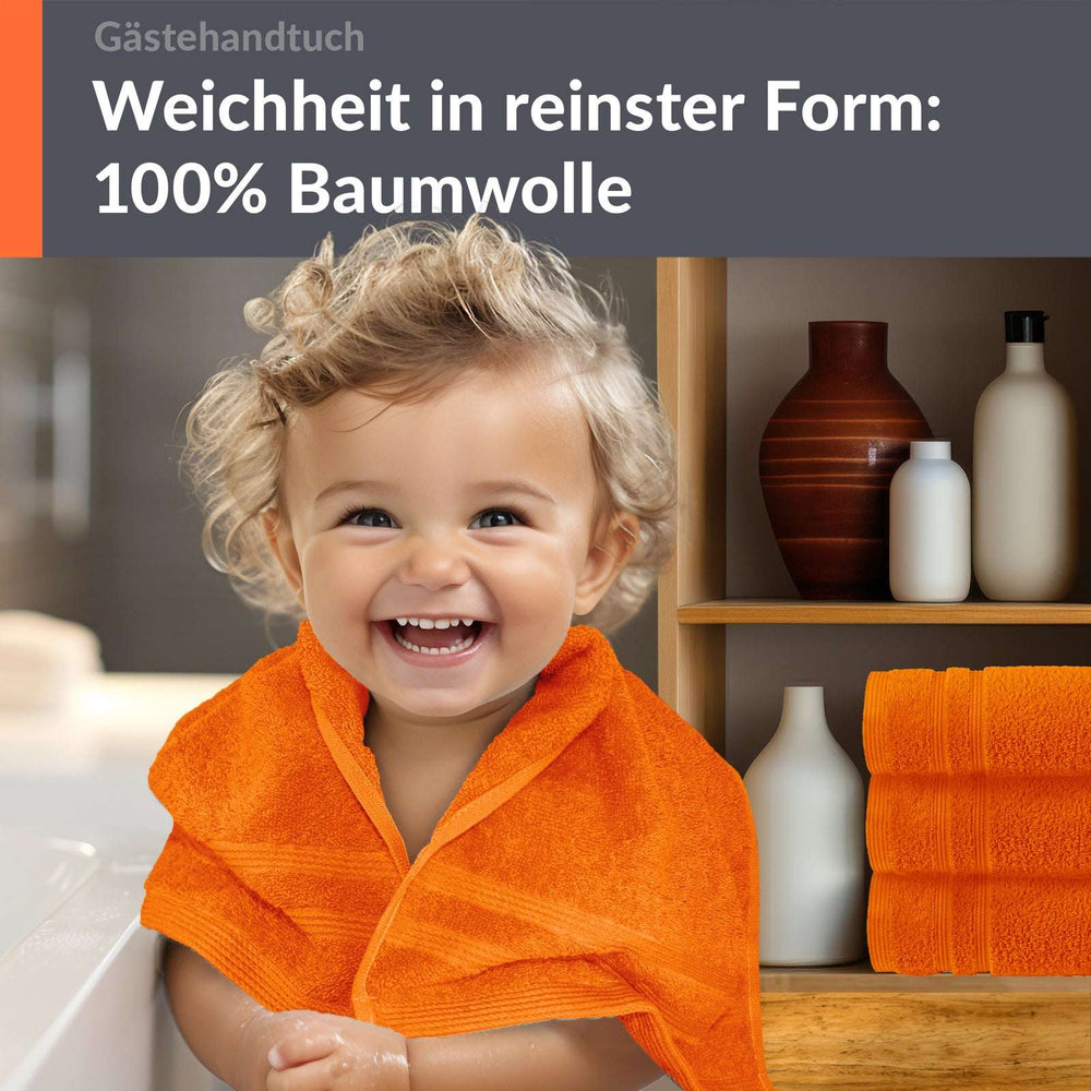 Gästehandtücher Set 30x50 cm 4 Stück Orange - Clementinen