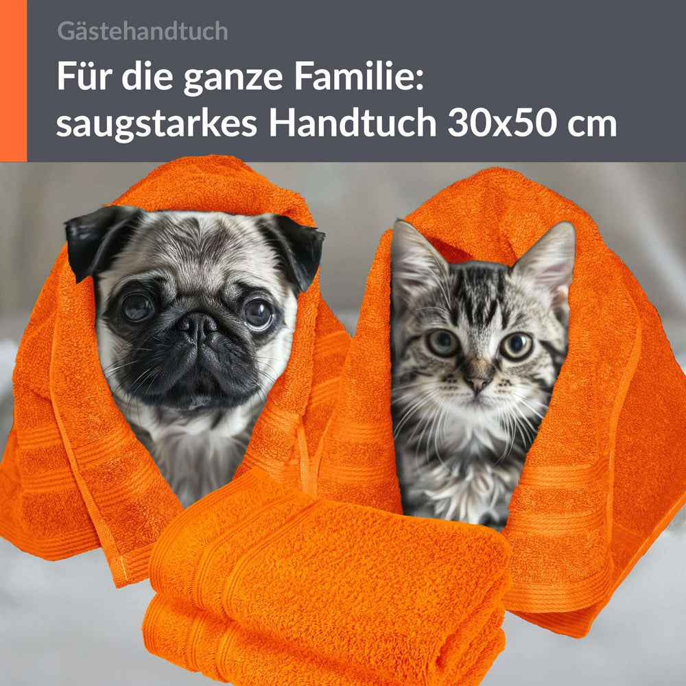 Gästehandtücher Set 30x50 cm 4 Stück Orange - Clementinen