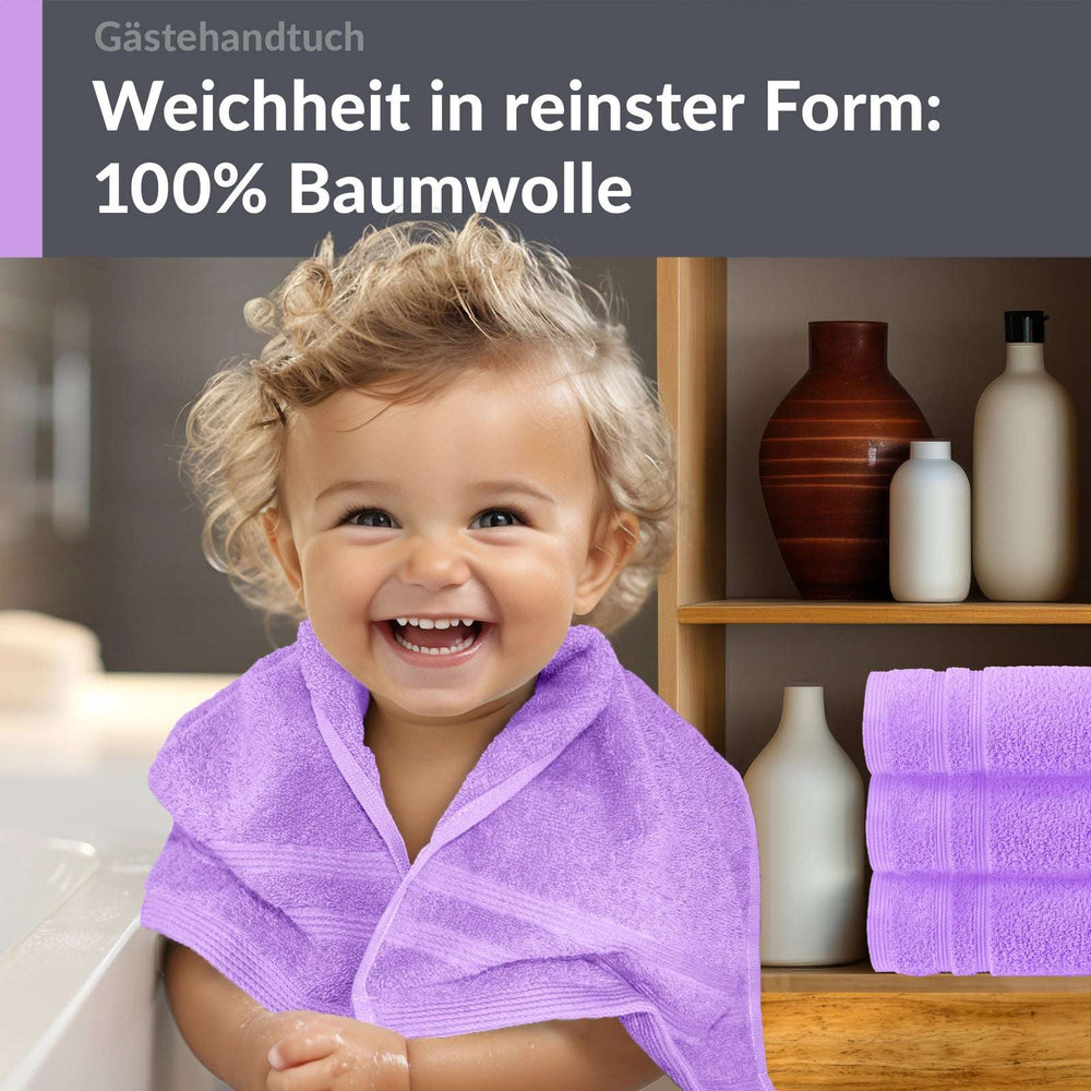 Gästehandtücher Set 30x50 cm 4 Stück Lila - Flieder