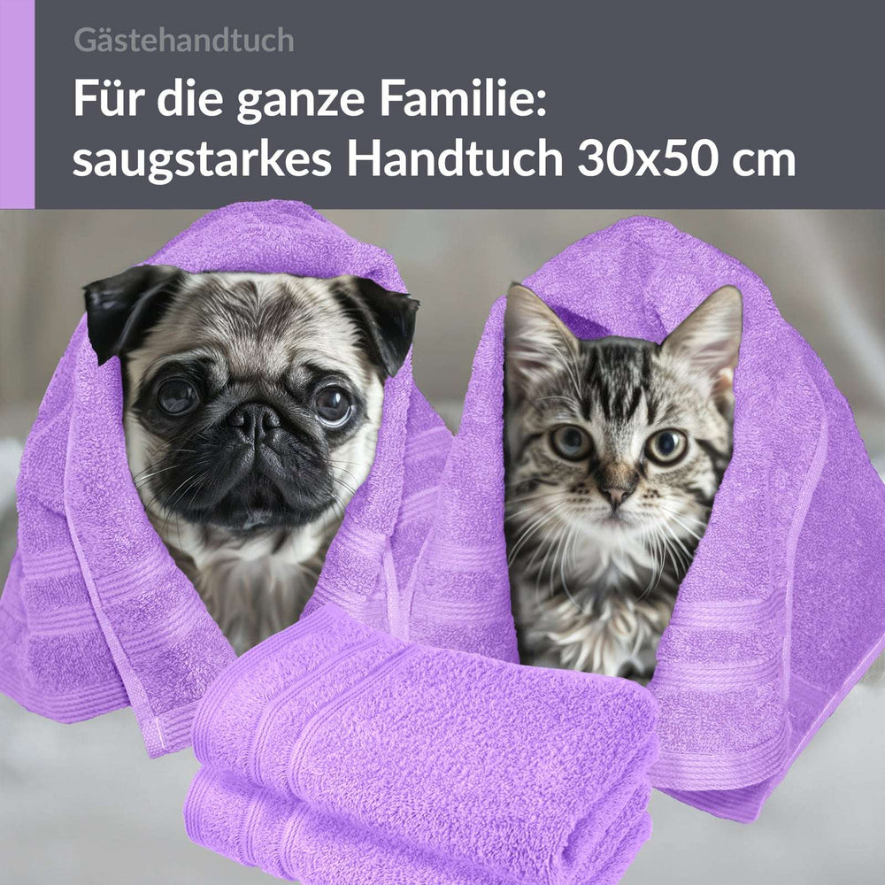 Gästehandtücher Set 30x50 cm 4 Stück Lila - Flieder
