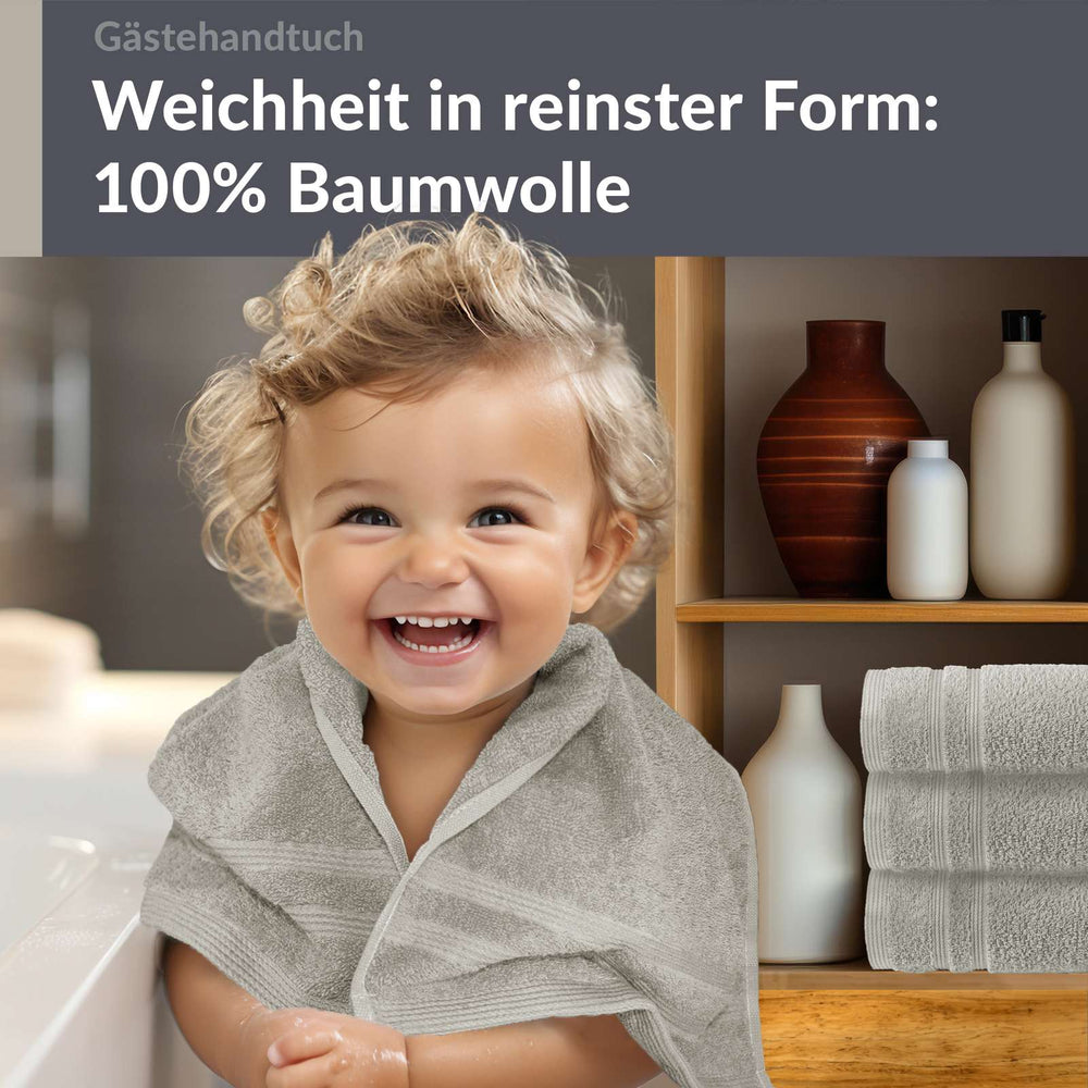 Gästehandtücher Set 30x50 cm 4 Stück Grau - Kiesel