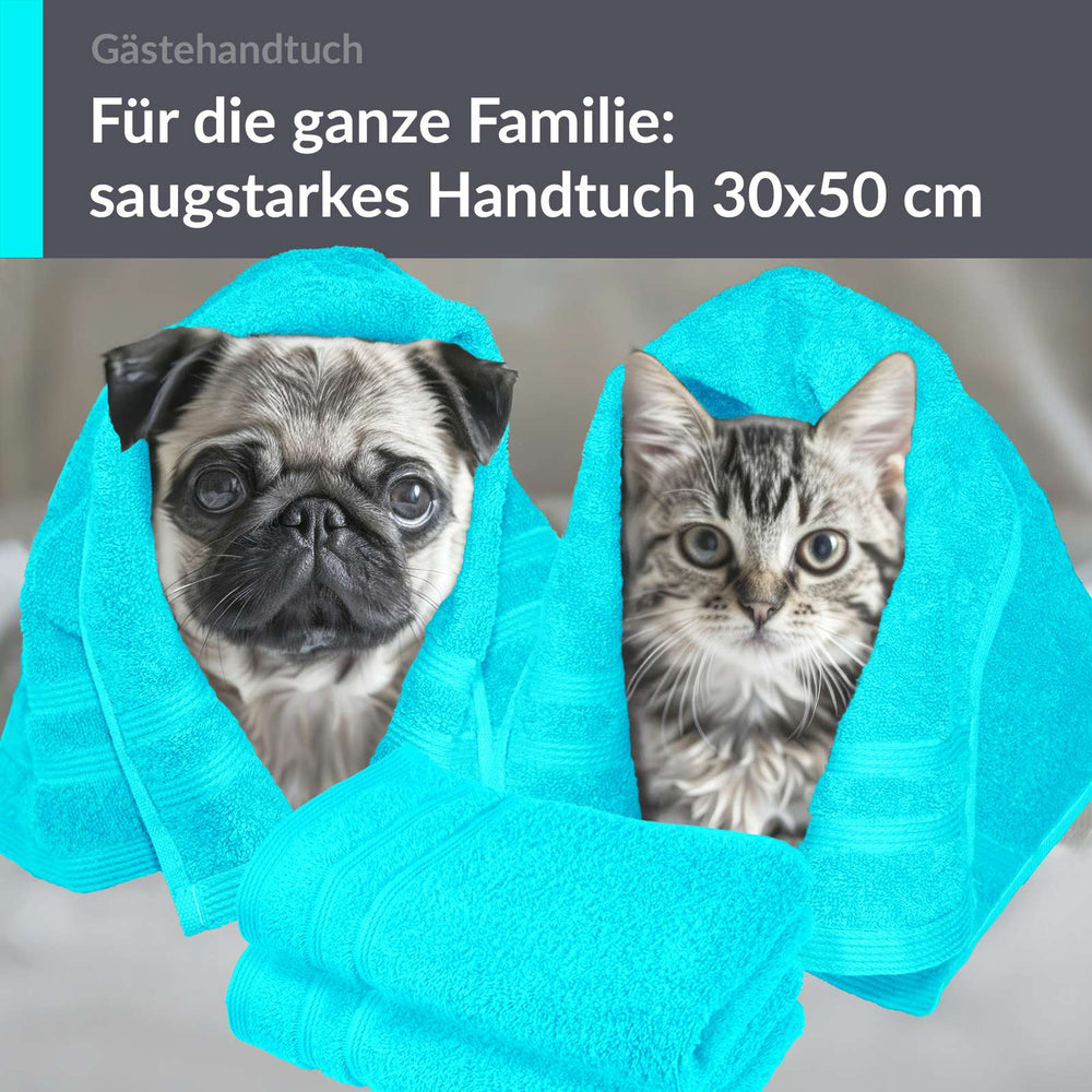 Gästehandtücher Set 30x50 cm 4 Stück Türkis - Lagunen