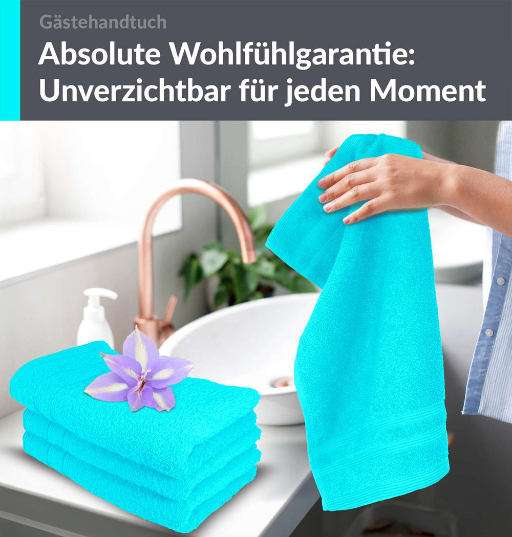 Gästehandtücher Set 30x50 cm 4 Stück Türkis - Lagunen