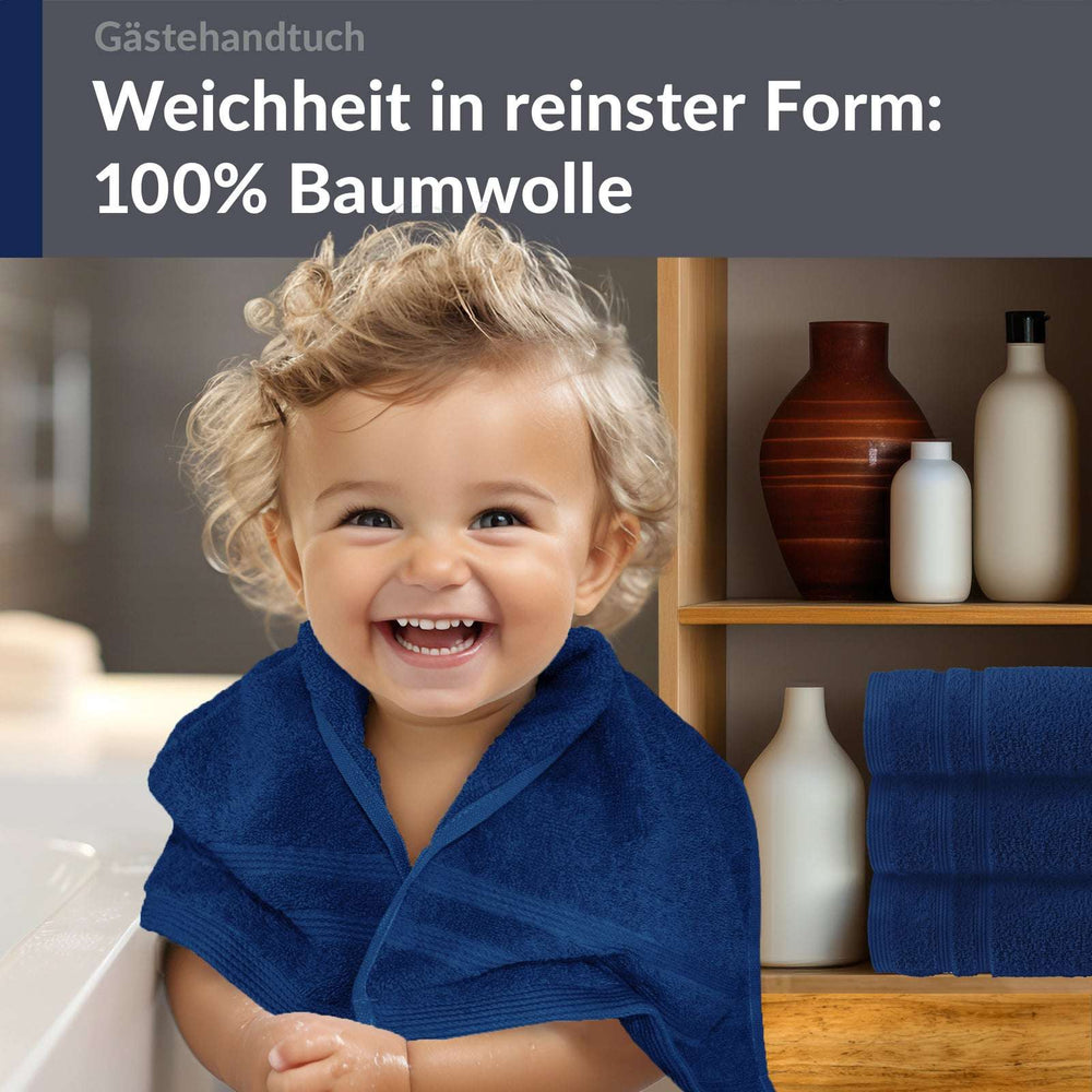 Gästehandtücher Set 30x50 cm 4 Stück Blau - Marine