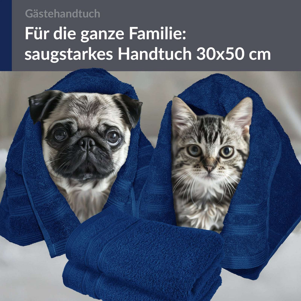 Gästehandtücher Set 30x50 cm 4 Stück Blau - Marine