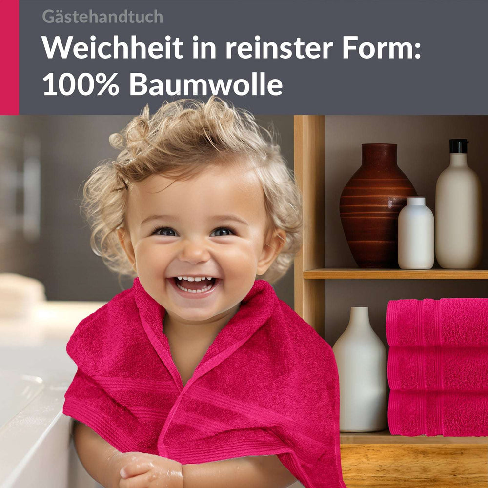 Gästehandtücher Set 30x50 cm 4 Stück Rot - Rhabarber