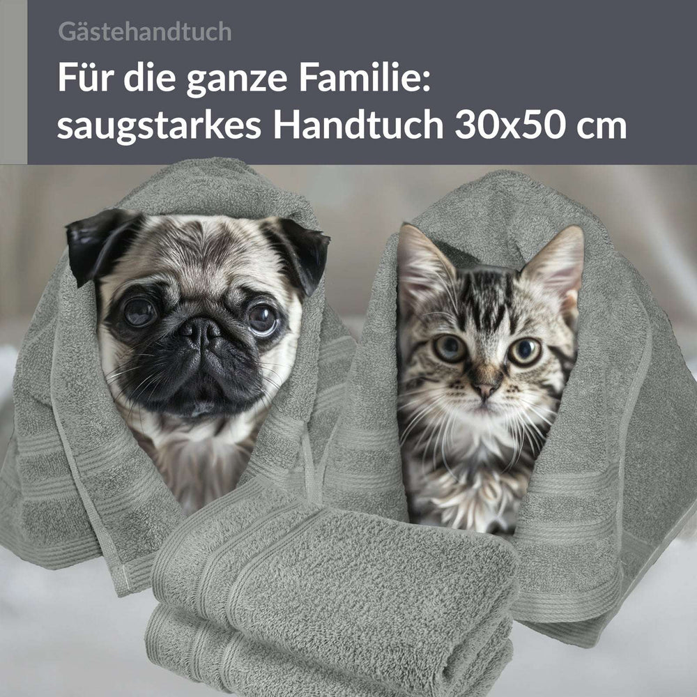 Gästehandtücher Set 30x50 cm 4 Stück Grau - Stein