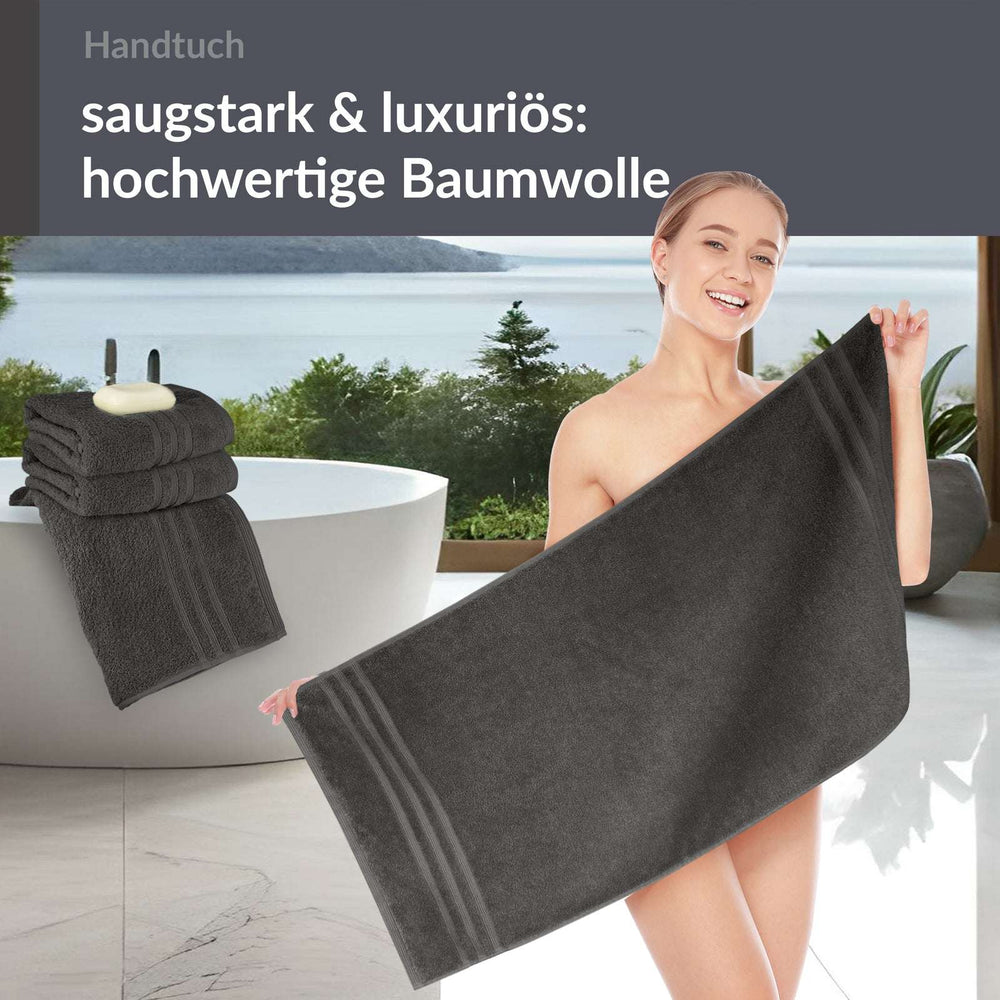 4er Handtücher Set 50x100 cm Baumwolle Anthrazit - Grau
