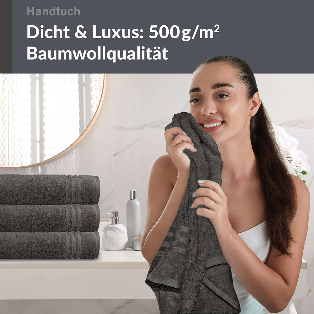 4er Handtücher Set 50x100 cm Baumwolle Anthrazit - Grau
