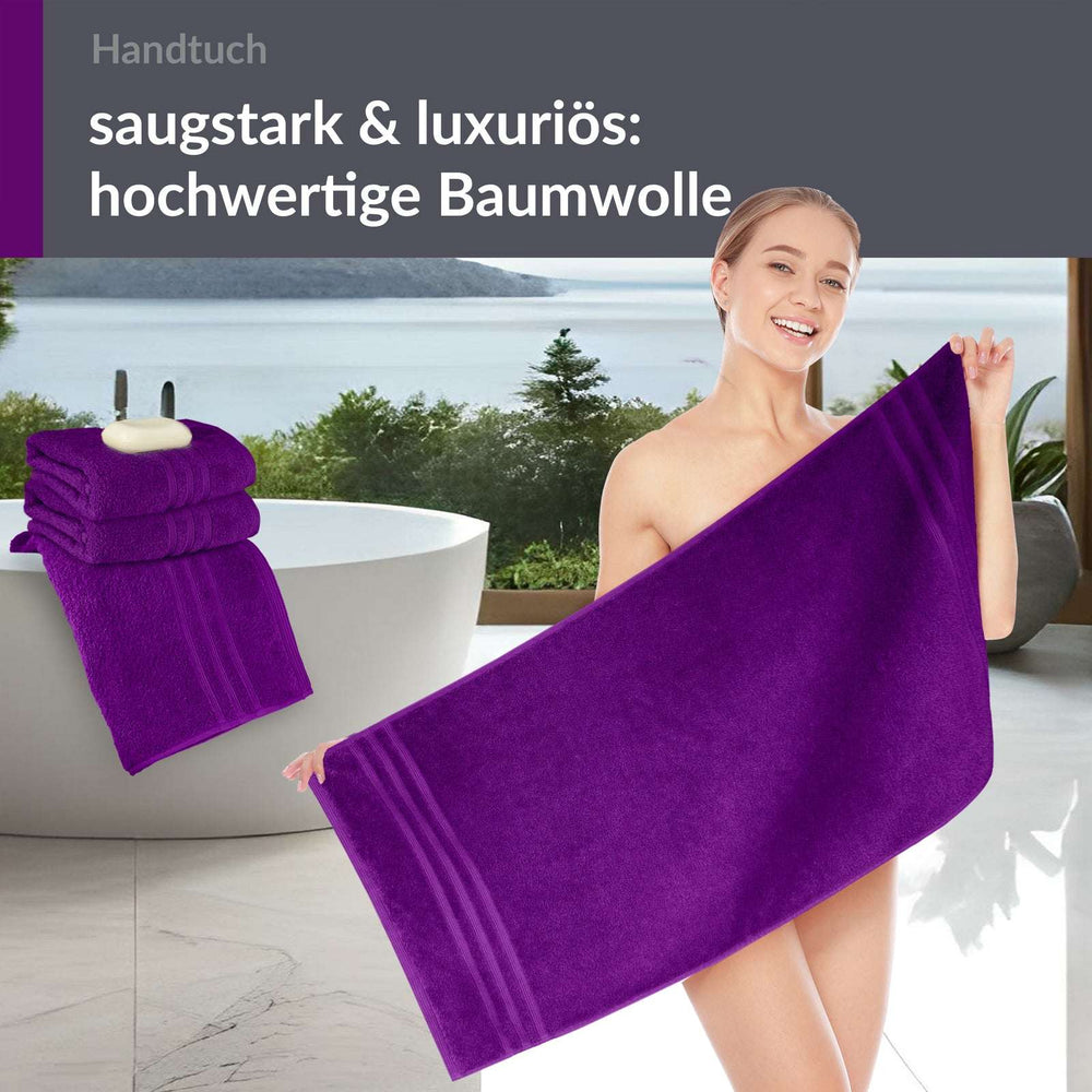 4er Handtücher Set 50x100 cm Baumwolle Lila - Aubergine