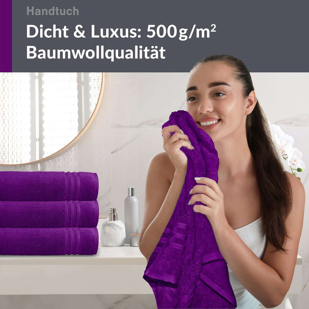 4er Handtücher Set 50x100 cm Baumwolle Lila - Aubergine