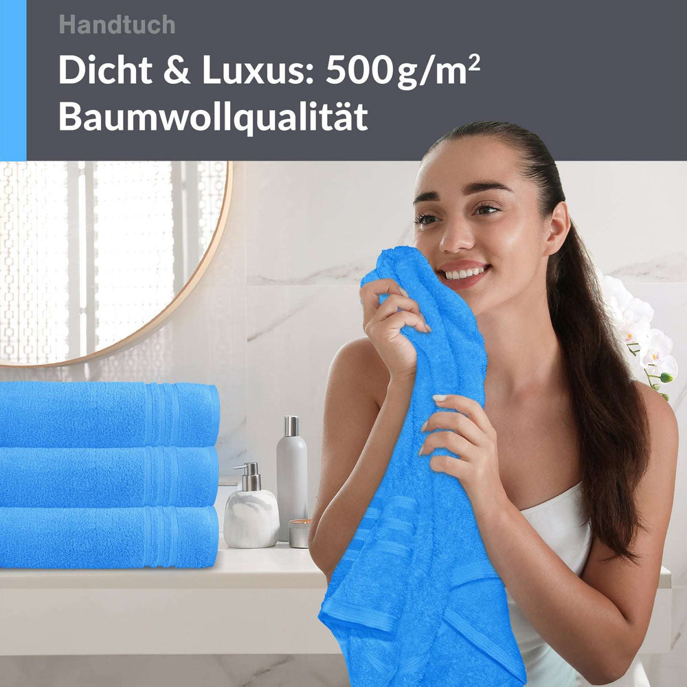 4er Handtücher Set 50x100 cm Baumwolle Blau - Capri