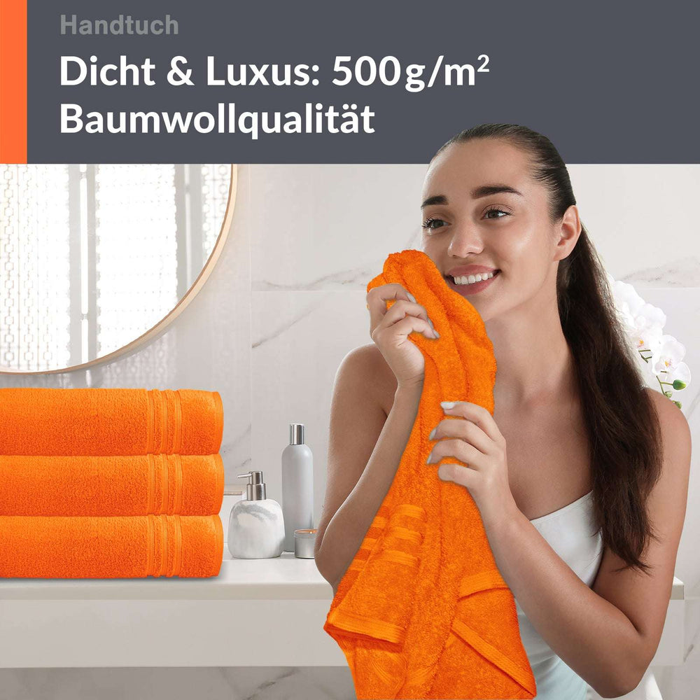 4er Handtücher Set 50x100 cm Baumwolle Orange - Clementinen