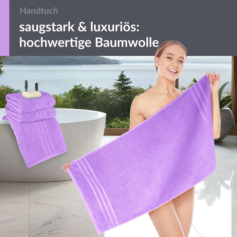 4er Handtücher Set 50x100 cm Baumwolle Lila - Flieder