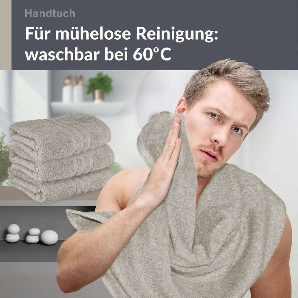 4er Handtücher Set 50x100 cm Baumwolle Grau - Kiesel
