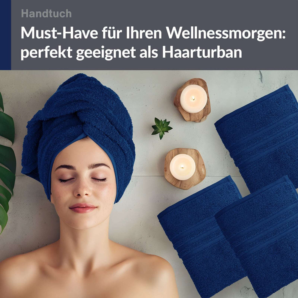4er Handtücher Set 50x100 cm Baumwolle Blau - Marine