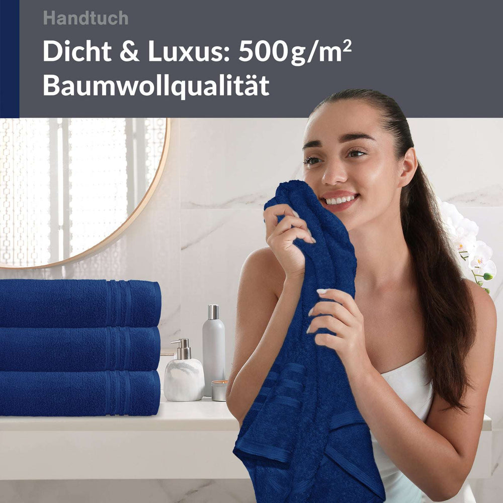 4er Handtücher Set 50x100 cm Baumwolle Blau - Marine