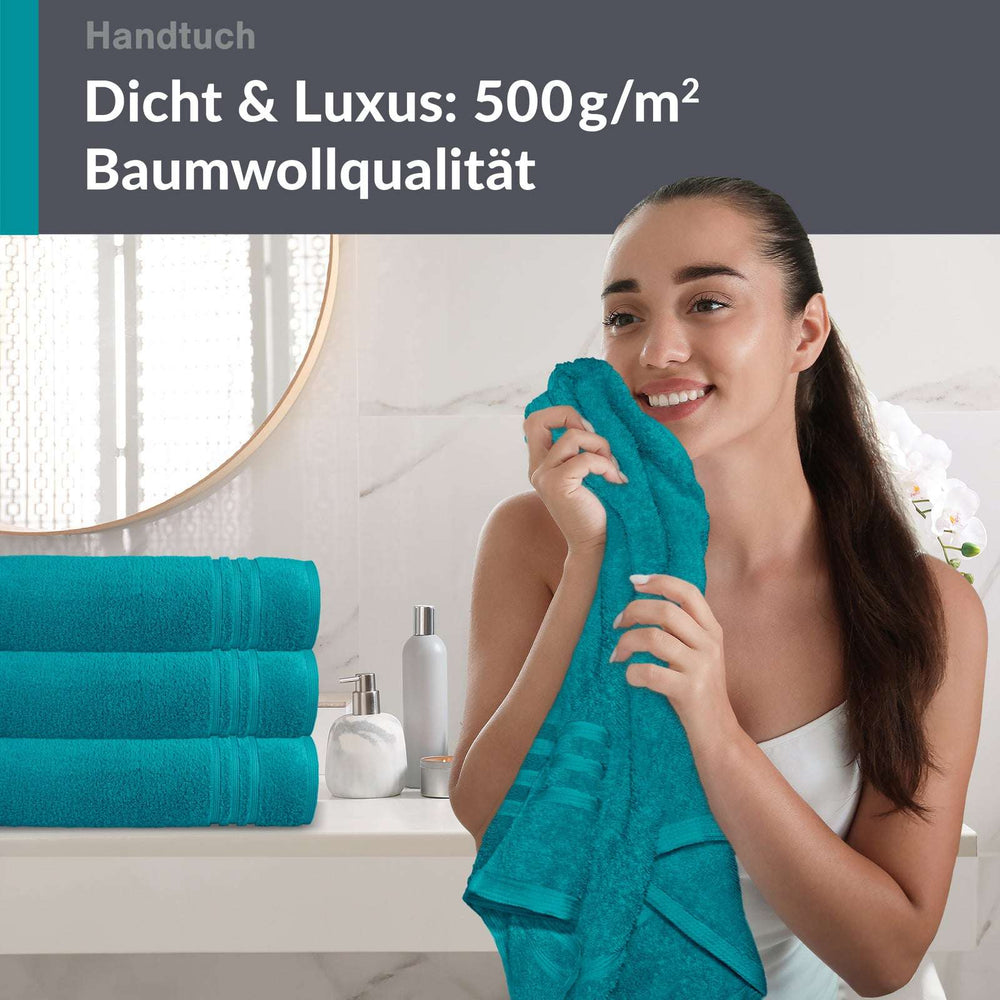 4er Handtücher Set 50x100 cm Baumwolle Grün - Nautic