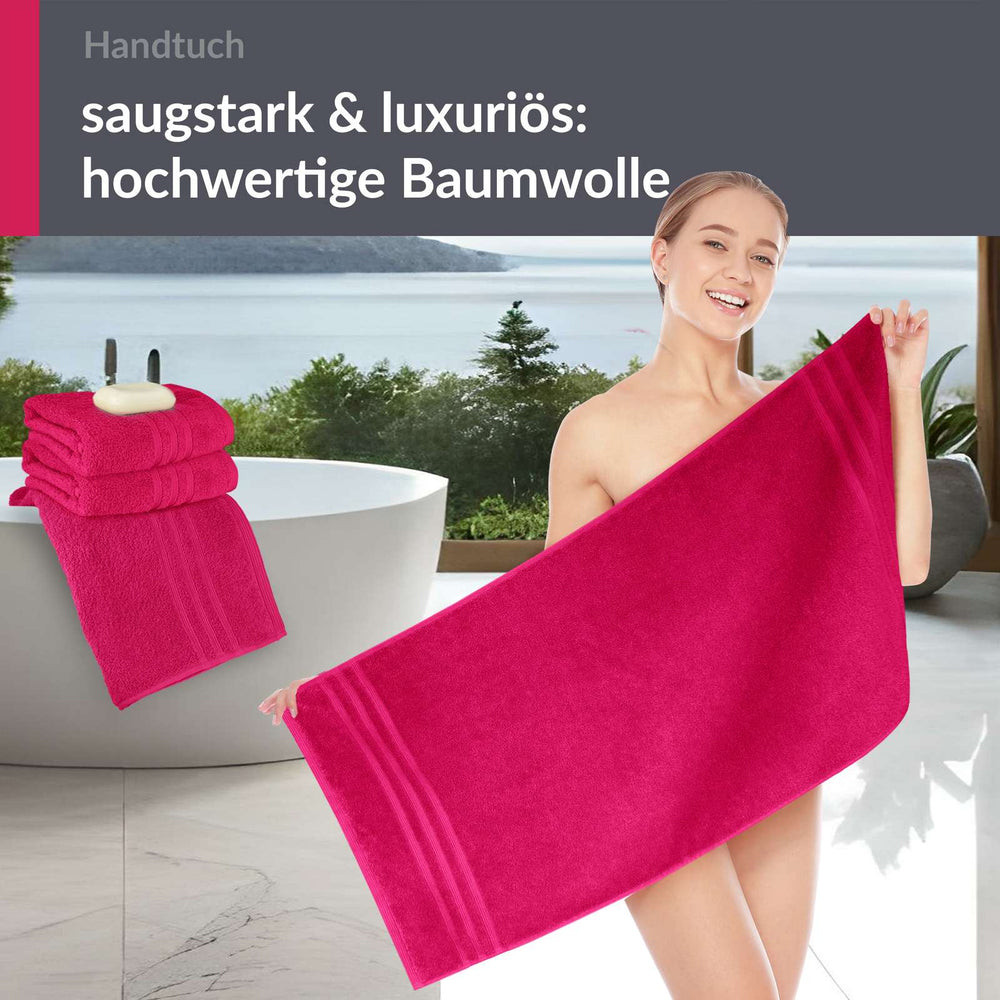 4er Handtücher Set 50x100 cm Baumwolle Rot - Rhabarber