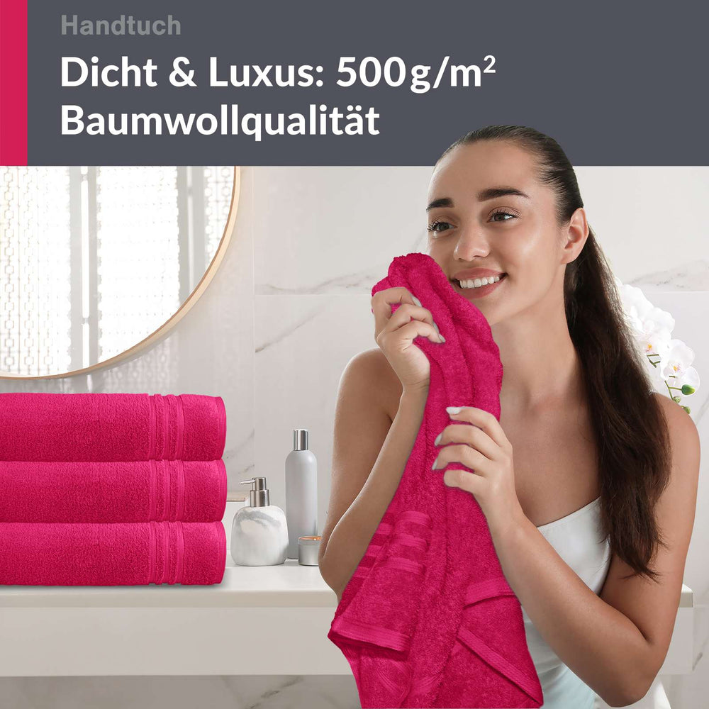 4er Handtücher Set 50x100 cm Baumwolle Rot - Rhabarber