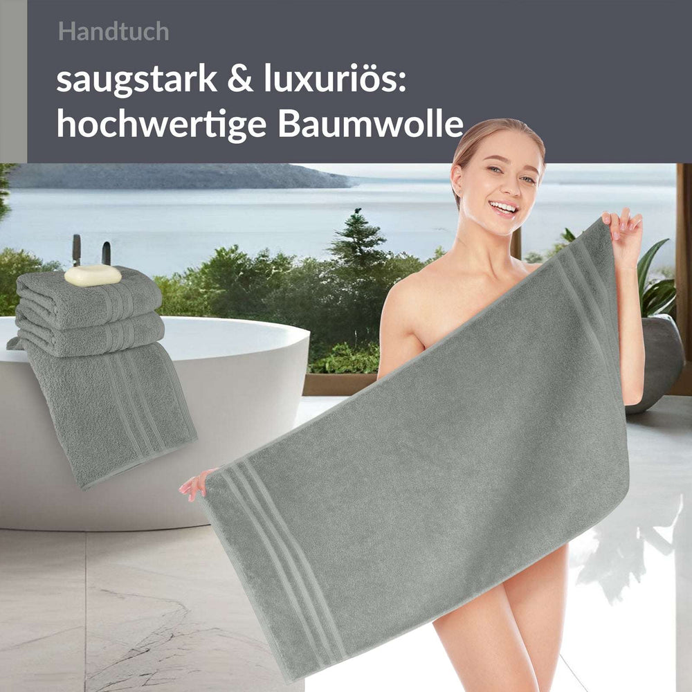 4er Handtücher Set 50x100 cm Baumwolle Grau - Stein