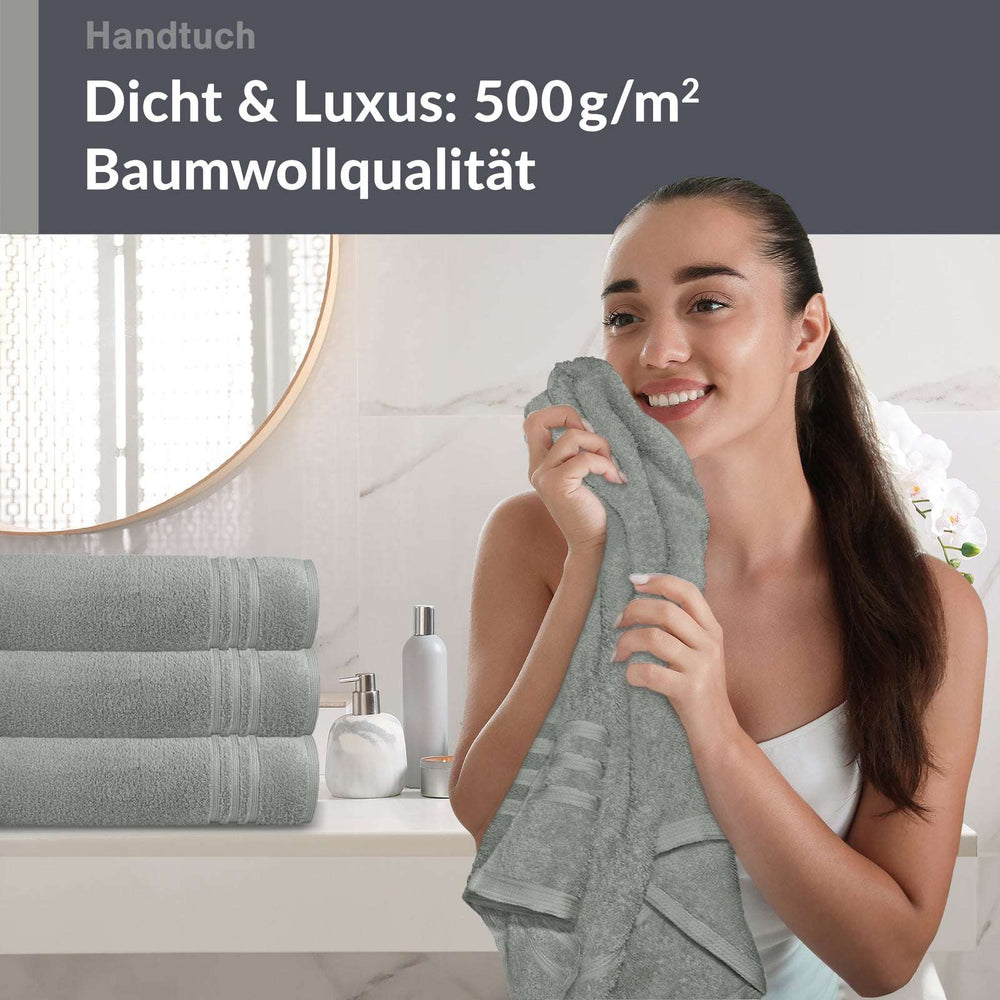 4er Handtücher Set 50x100 cm Baumwolle Grau - Stein
