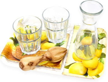 Melamintablett klein 31x23 cm, Mediterranes Kuchentablett, Motiv: Zitrusbaum, Rechteckiges Gläsertablett