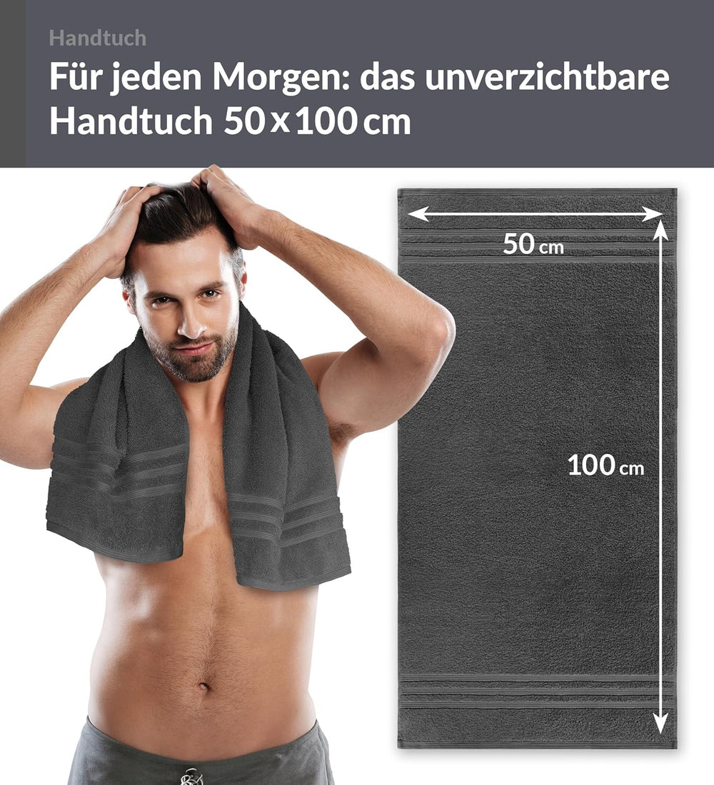 Handtuch 50x100 cm 2er Set Grau - Anthrazit