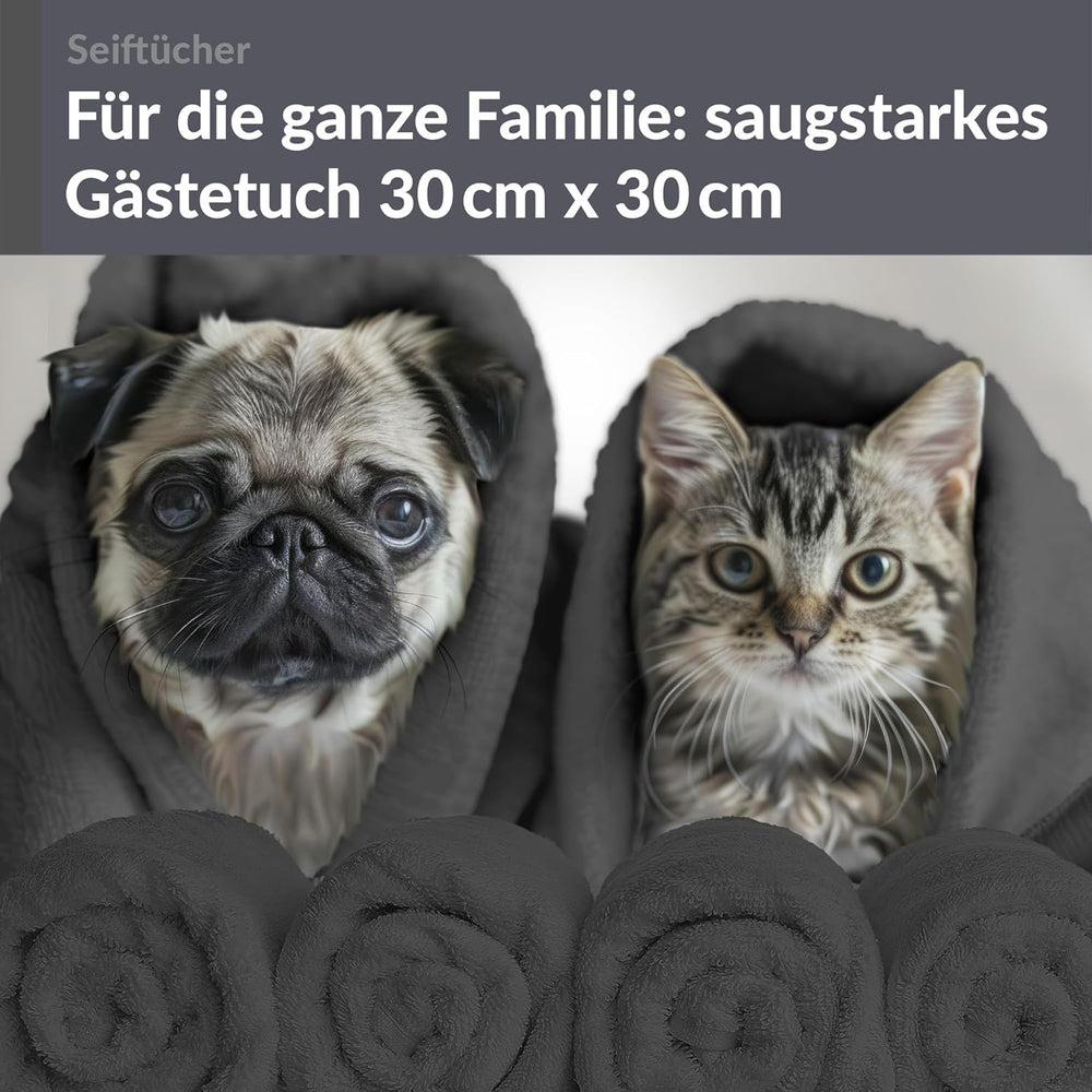 Waschlappen Set 30x30 cm 6 Stück Grau - Anthrazit