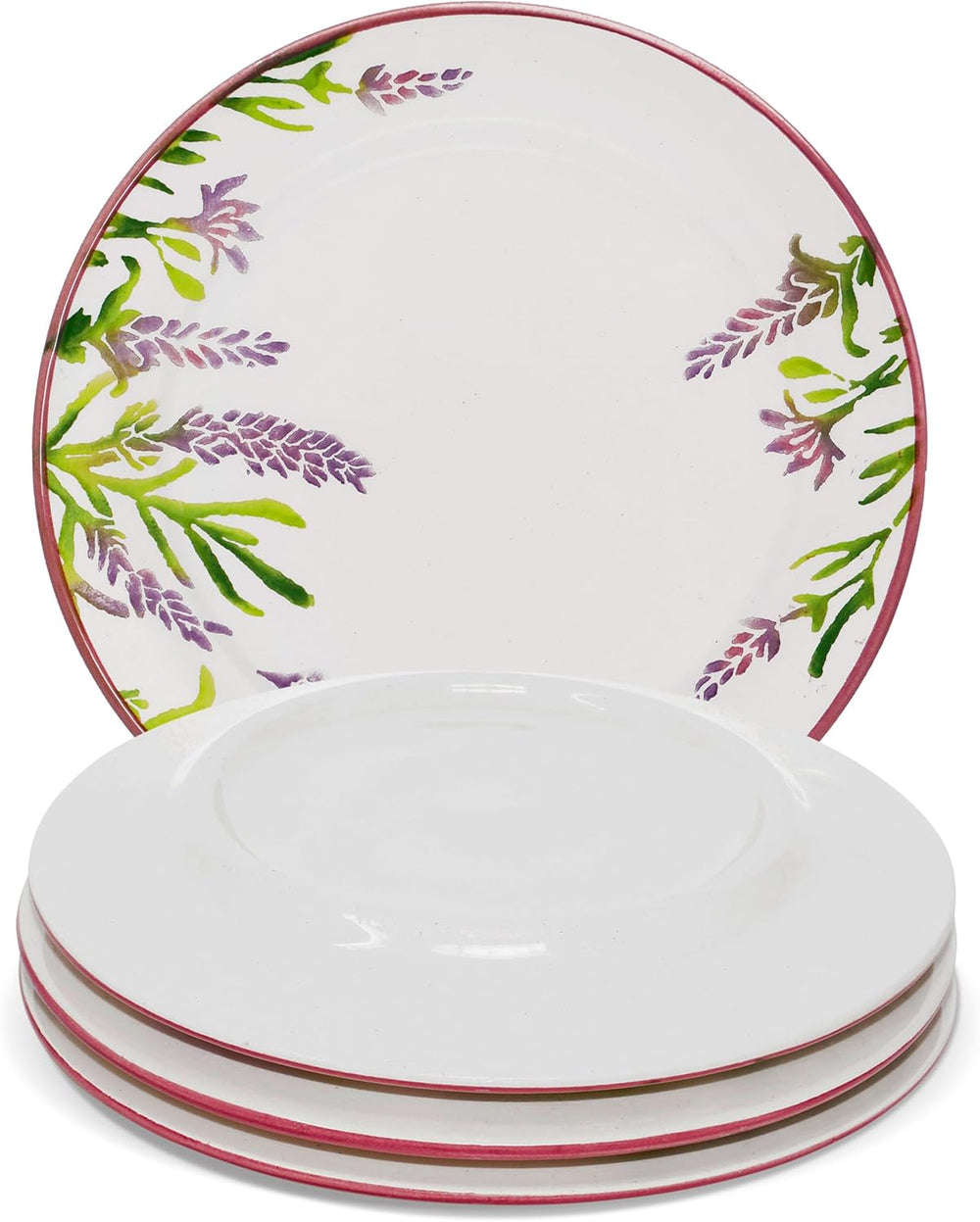 4x Frühstücksteller Lavendel lila, Servierteller flach, runde Keramikteller 19 cm Ø