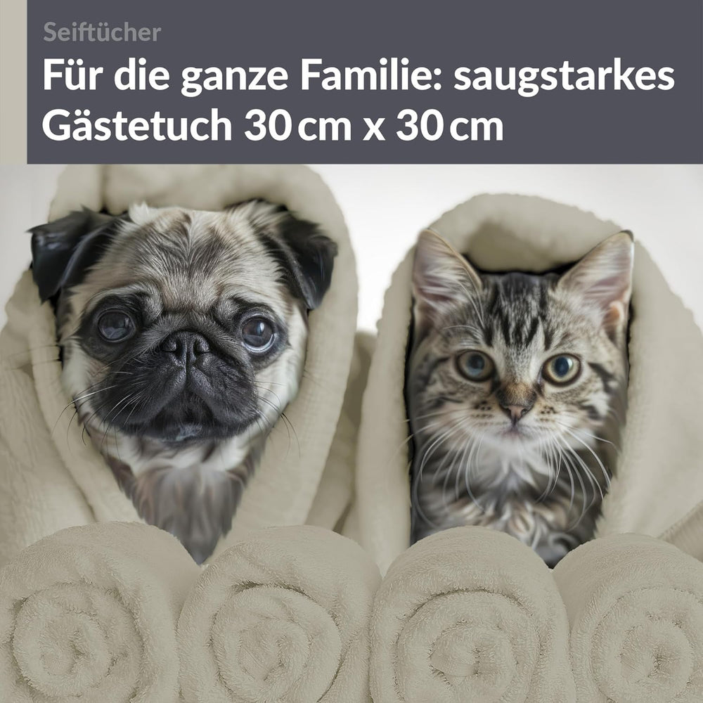 Waschlappen Set 30x30 cm 6 Stück Grau - Kiesel