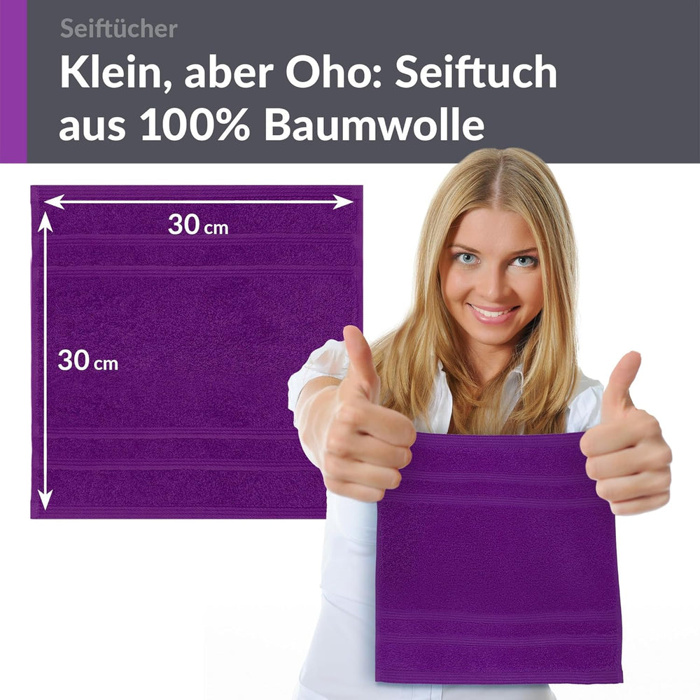 Waschlappen Set 30x30 cm 6 Stück Lila - Aubergine