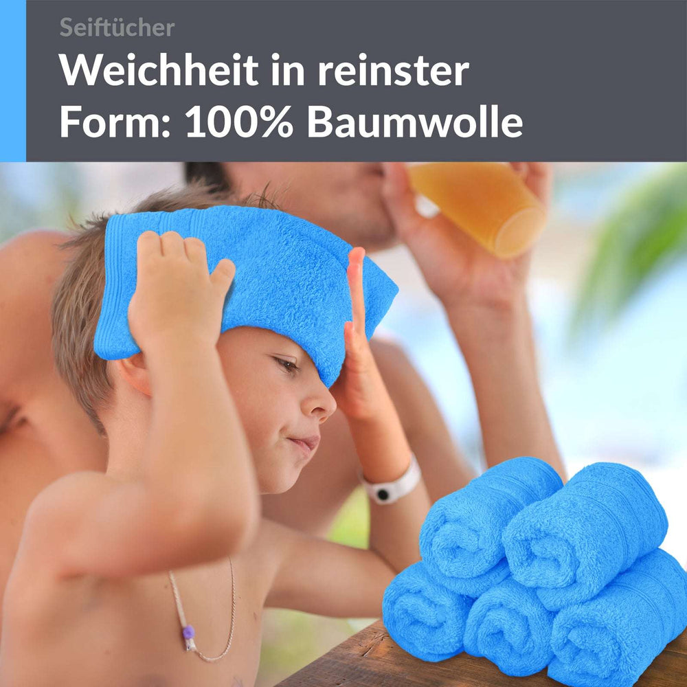 Waschlappen Set 30x30 cm 6 Stück Blau - Karibik