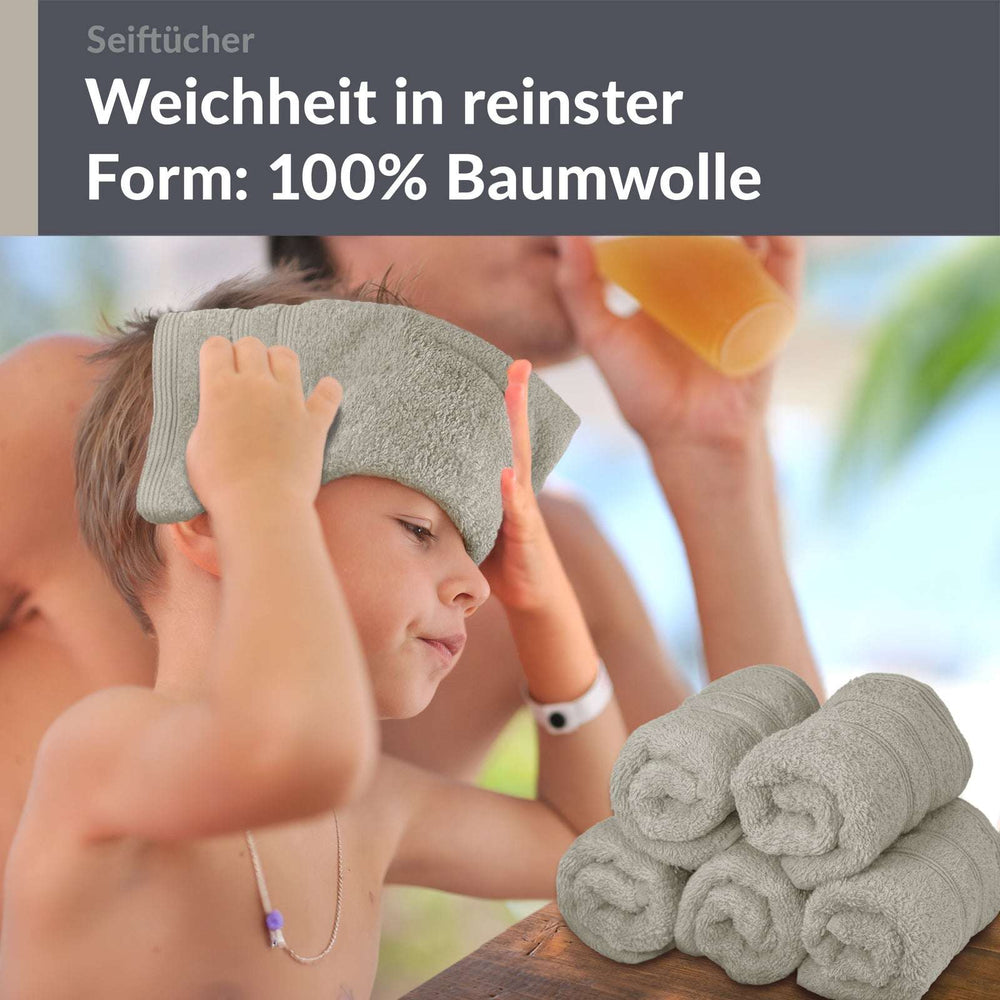 Waschlappen Set 30x30 cm 6 Stück Grau - Kiesel