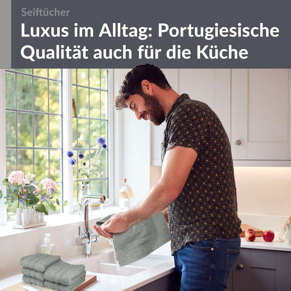 Waschlappen Set 30x30 cm 6 Stück Grau - Stein