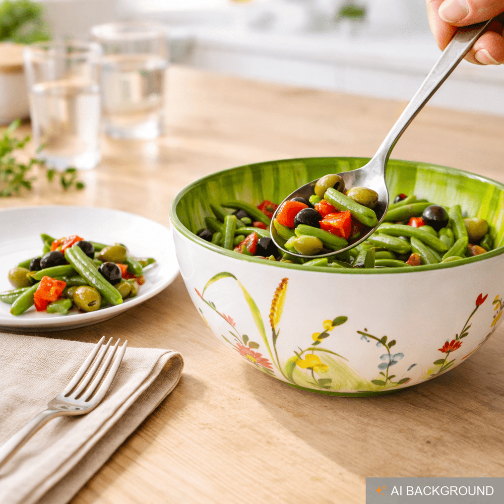 Handgemachte Große Salatschale, Pastaschüssel mit Blumenwiesen Muster, Italienische Keramik Schale 27 cm