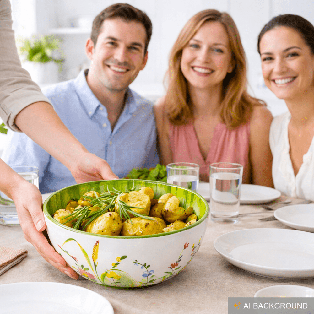 Handgemachte Salatschüssel mittel, Italienische Keramik Schüssel mit Blumenwiesen Muster, Salat Schale Rund 22 cm