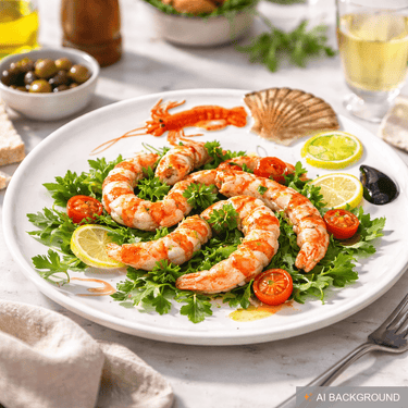 Handgemachter Platzteller aus Italienischer Keramik im Meeresfrüchte Design, Runder Fischteller 25 cm