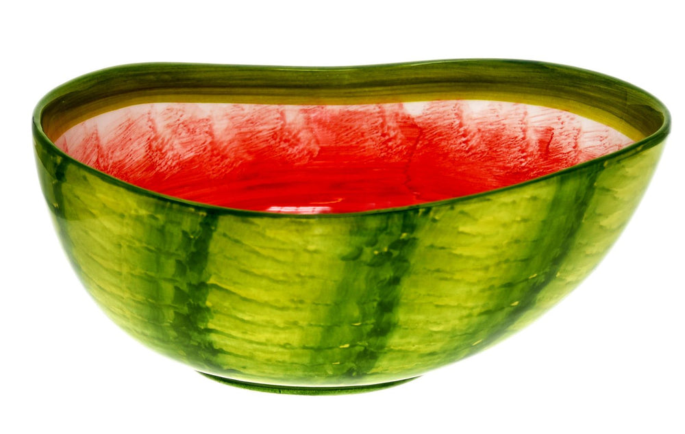 Keramik Schale Rund, Mediterrane Dekoschale, Schüssel Motiv: Melone, Handgeformte Salatschüssel Klein Ø 20 cm