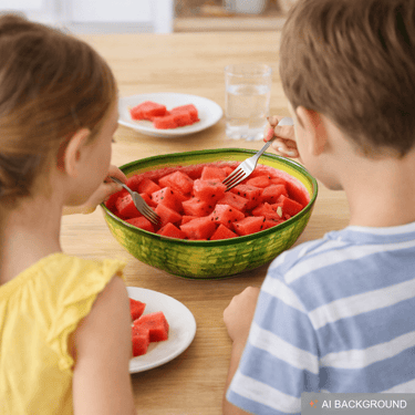 Keramik Schale Rund, Mediterrane Dekoschale, Schüssel Motiv: Melone, Handgeformte Salatschüssel Klein Ø 20 cm