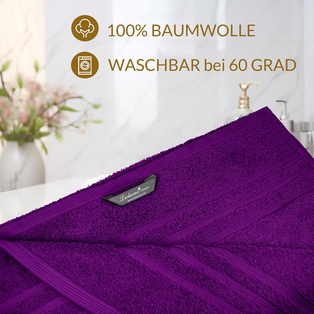 Handtuch Set Flieder - Aubergine, 2x Duschtücher 70x140 cm und Handtücher 2x 50x100 cm