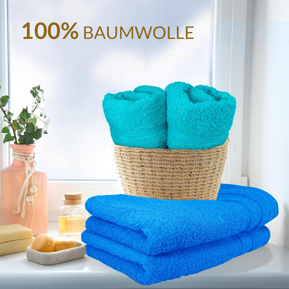 Gästehandtücher Set zweifarbig 30x50 cm 4 Stück Grün -  Blau