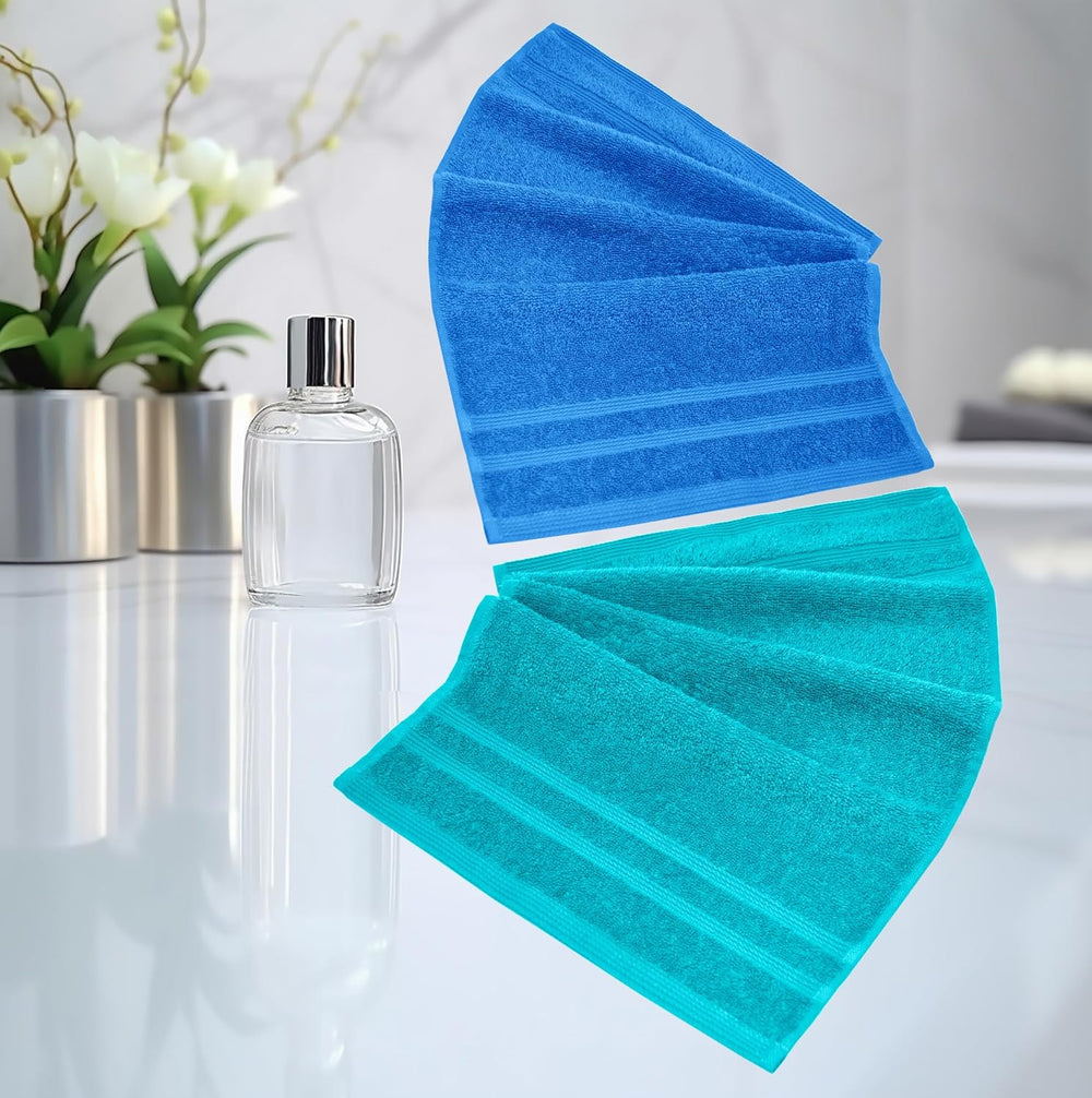 Gästehandtücher Set zweifarbig 30x30 cm 4 Stück Grün -  Blau