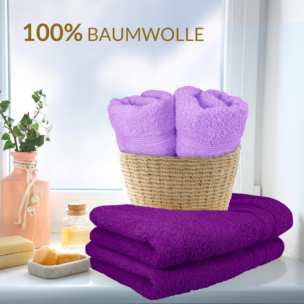 Gästehandtücher Set zweifarbig 30x30 cm 4 Stück Aubergine -  Flieder