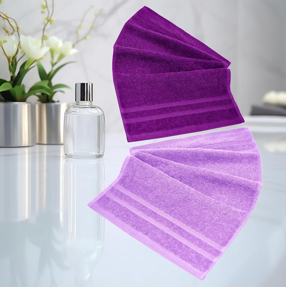 Gästehandtücher Set zweifarbig 30x30 cm 4 Stück Aubergine -  Flieder