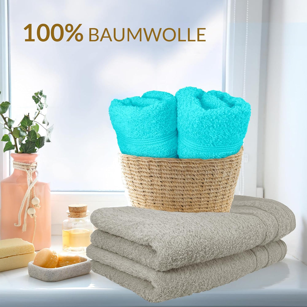 Gästehandtücher Set zweifarbig 30x30 cm 4 Stück Türkis -  Beige