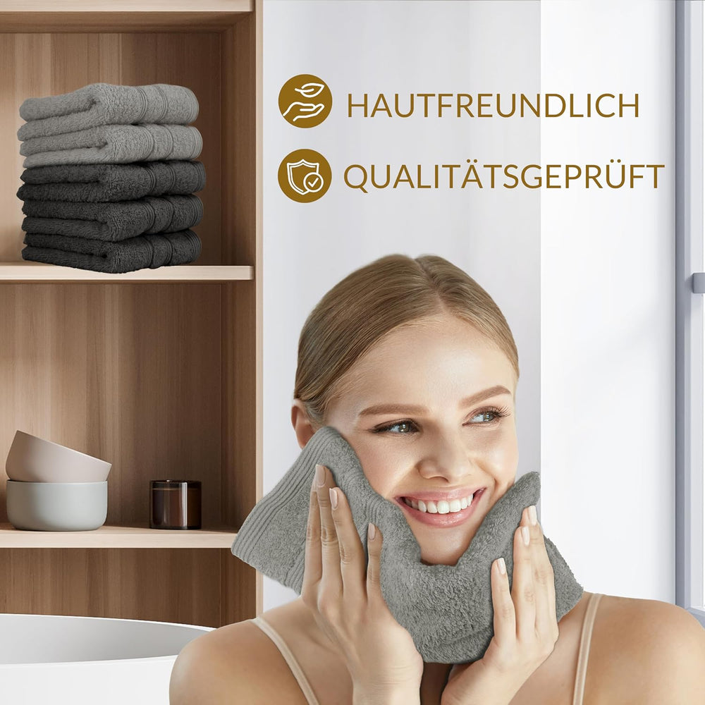 Waschlappen Set zweifarbig 30x30 cm 6 Stück Anthrazit - Grau