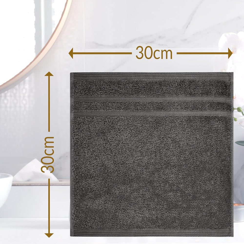 Waschlappen Set zweifarbig 30x30 cm 6 Stück Anthrazit - Grau
