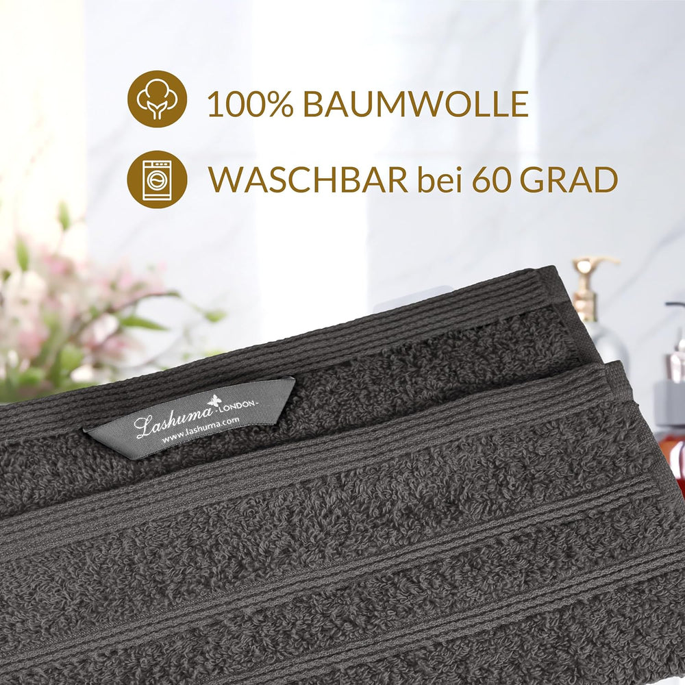 Waschlappen Set zweifarbig 30x30 cm 6 Stück Anthrazit - Grau