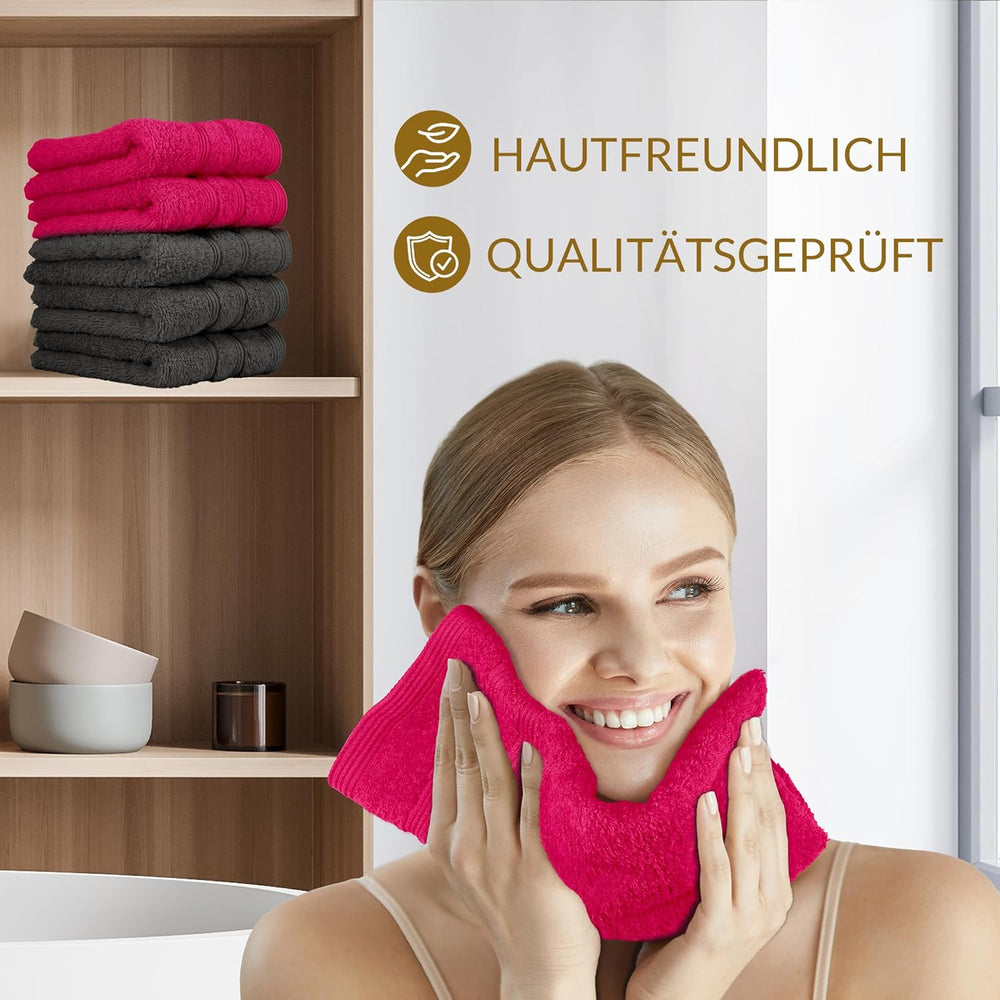 Waschlappen Set zweifarbig 30x30 cm 6 Stück Anthrazit -  Rot